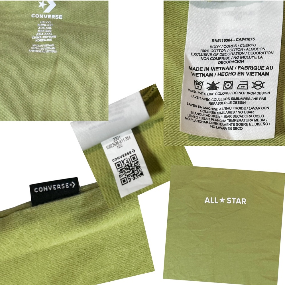 Converse All Star lime green graphic tee size XXL - Picture 5 of 6